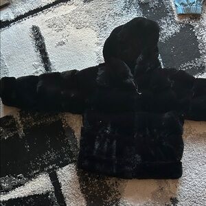 Black Faux Fur Hooded Jacket